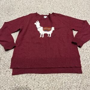 Sundance Laid Back Llama Sweater Sz S Burgundy Wool Blend Fall Casual Preppy